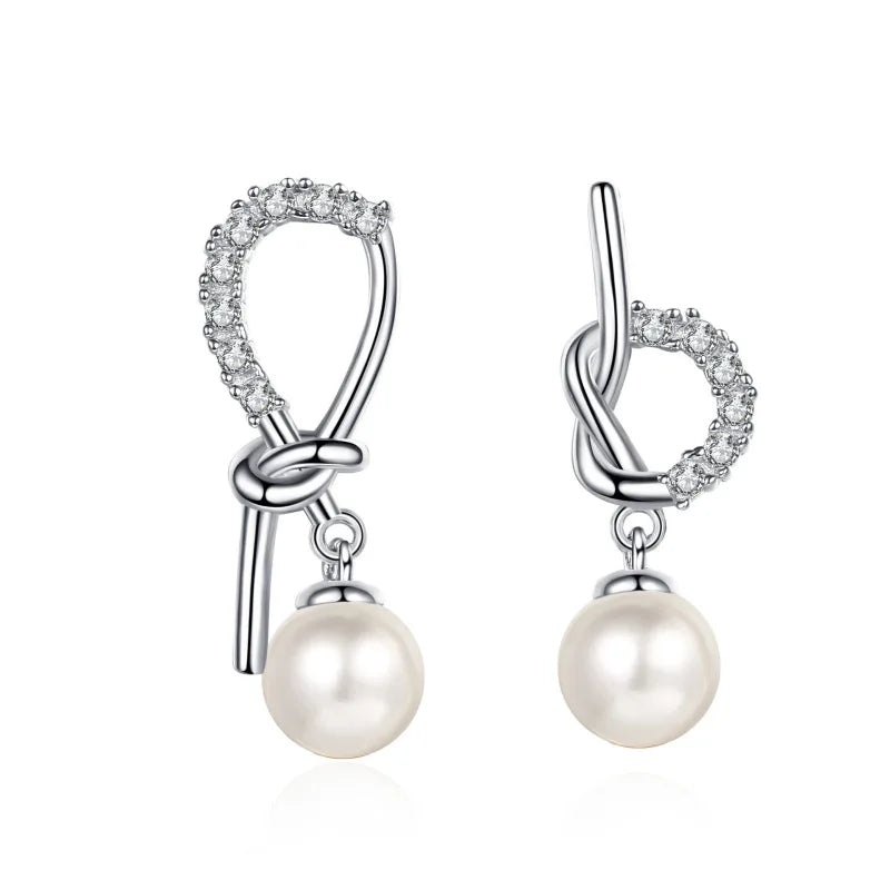 luxury platinum PT950 Women's stud earrings Freshwater Pearl Flawless Moissanite DColor Simple Diamond Earring for leisure party