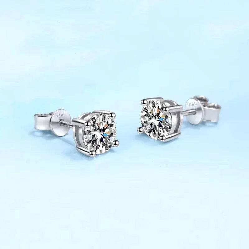WOMEN 18K White Gold Wedding Stud Earrings 0.3/0.5/0.8/1CT Moissanite Diamond Girl Birthday Gift PT950 Platinum Valentine's Day