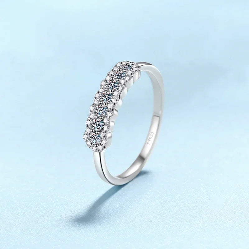 Girl Birthday Gift Platinum PT950 Rings Women Wedding Band 0.37CT Moissanite Diamond Daughter Engagement Jewelry Valentine's Day