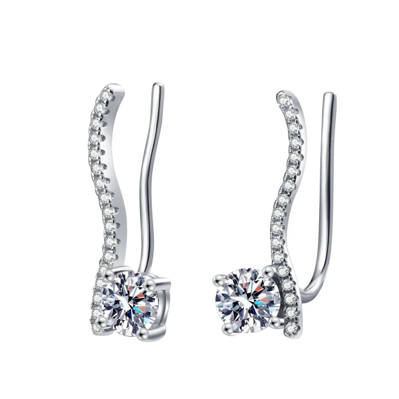 Girl Birthday Gift 18K White Gold Women Wedding Stud Earrings 1CT Moissanite Diamond Valentine's Day PT950 Platinum Fine Jewelry