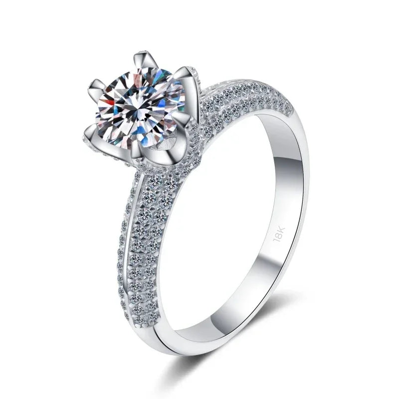 Engagement 18K White Gold Women Wedding Band 1/2CT Moissanite Diamond Girlfriend Birthday Gift Fine Jewelry PT950 Platinum Rings