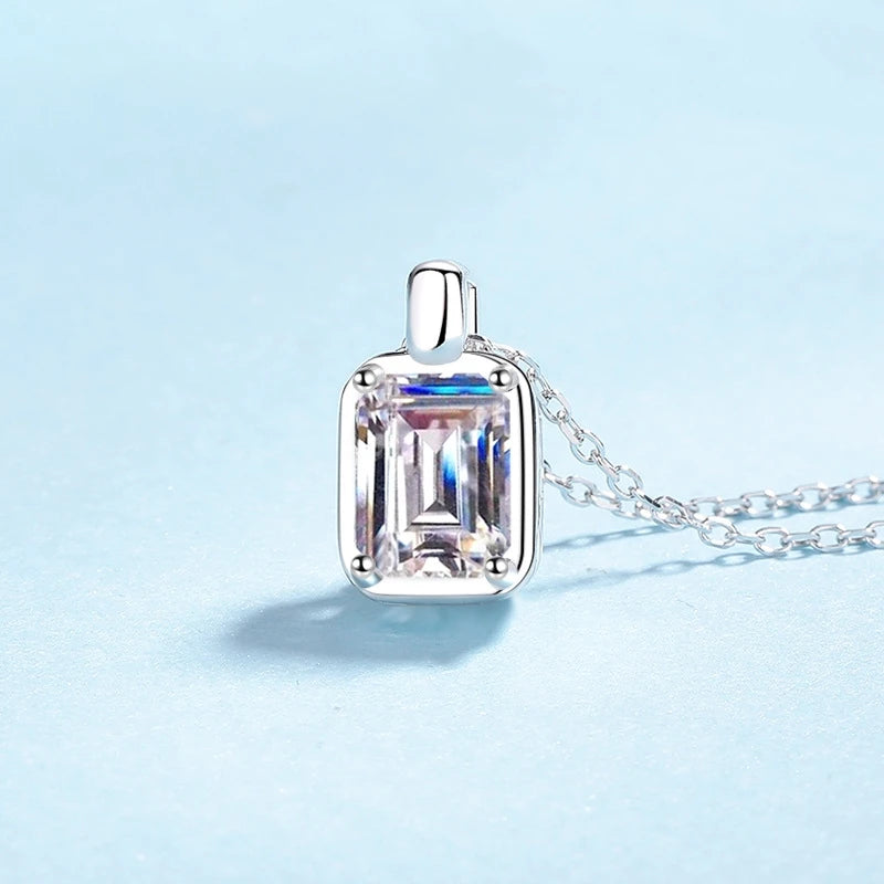 Daughter Adult's Day 18K White Gold Necklaces Girlfriend Birthday Gift 1/2CT Minimalist Square Pendant Women Valentine's Day Ins