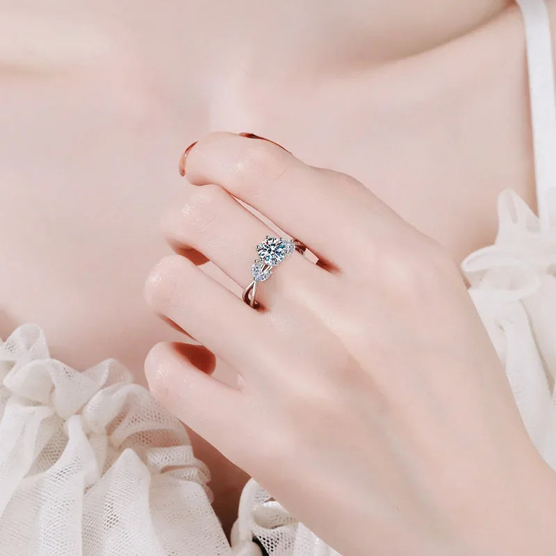 Luxury Women Wedding Band Platinum PT950 Rings Birthday Gift Moissanite Diamond VVS1 D Color 1Carat Girl Engagement Fine Jewelry