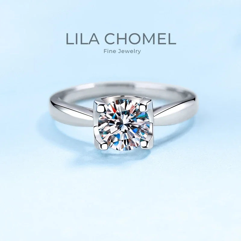 Lady Engagement Rings 18K White Gold Women Wedding Band VVS D Color 0.5/1CT Moissanite Diamond Girl PT950 Platinum Birthday Gift