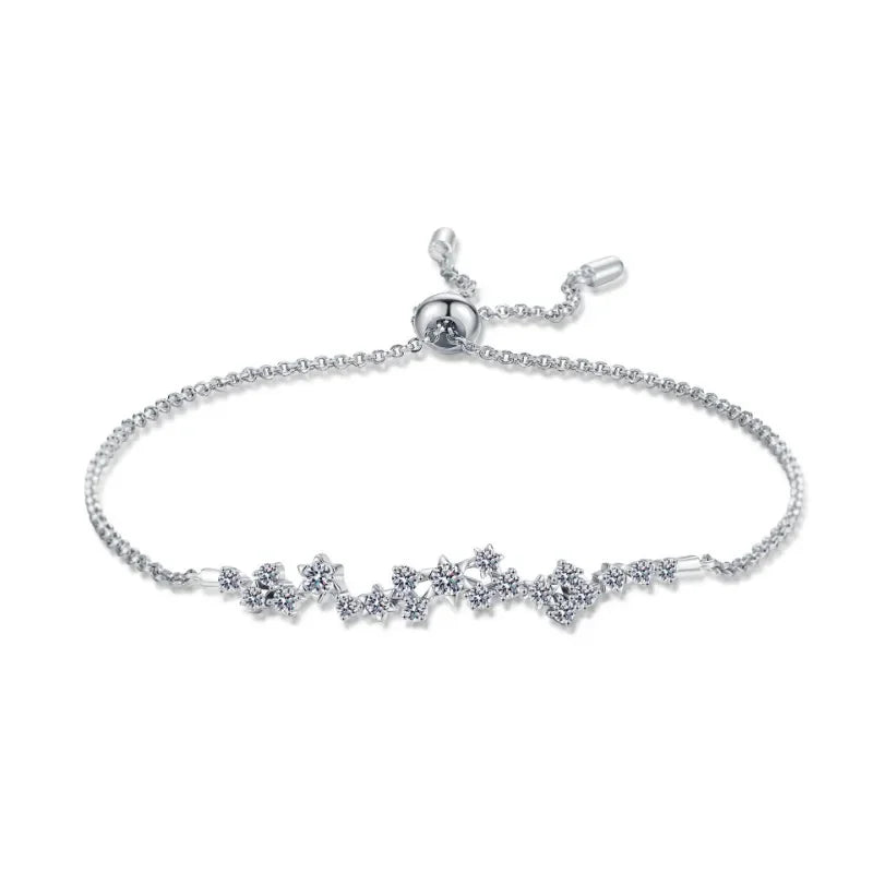Pulseiras femininas de ouro branco 18K para o Dia dos Namorados, 0,58 ct, diamante moissanita, presente de aniversário para filha, joias finas de platina PT950