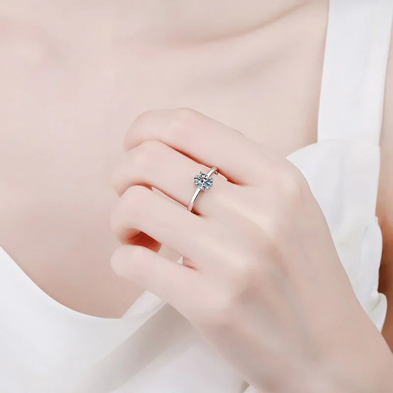 New Style Female PT950 Platinum Wedding Band for Women VVS1 D Color 1CT Pigeon Egg Shape Moissanite Diamond Luxury Fitting Party