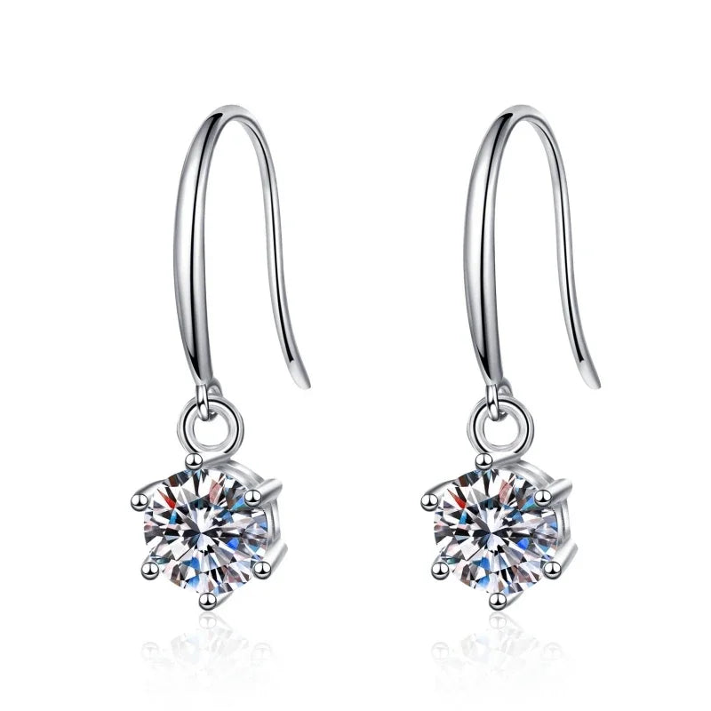 Girl Birthday Gift 18K White Gold Women Wedding Jewelry 1/2CT Moissanite Diamond Valentine's Day PT950 Platinum Drop Earrings