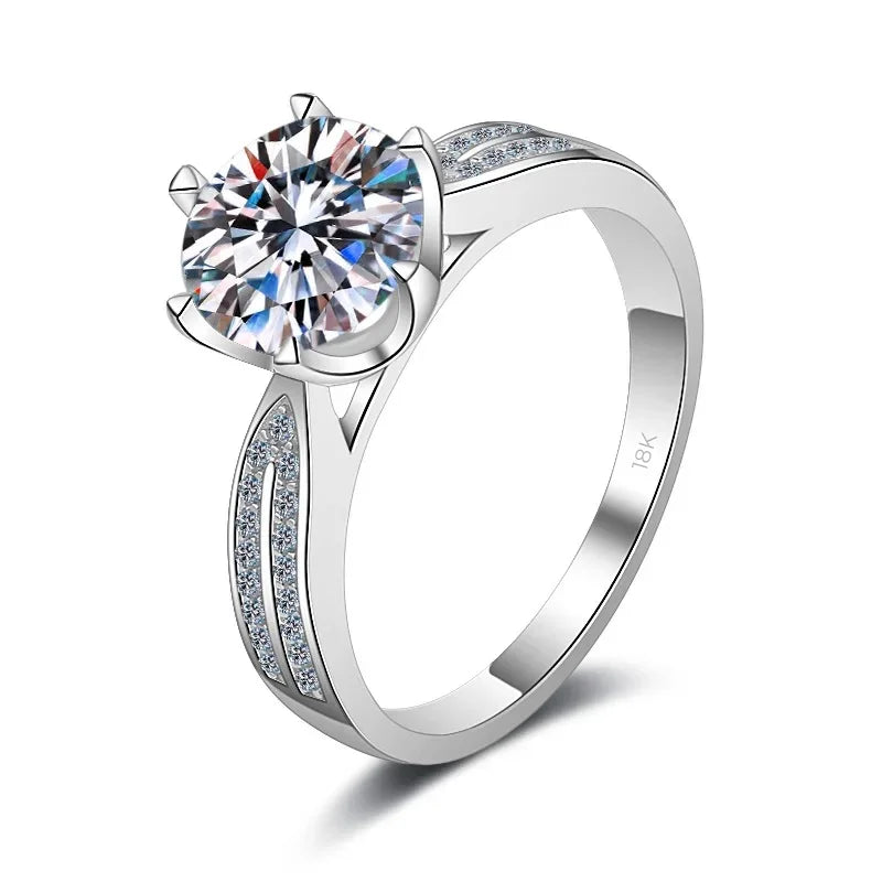 Designer Jewelry Girlfriend 18K White Gold VVS1 D Color 1/0.5Carat Moissanite Diamond Empress Starlight Style Women Wedding Ring