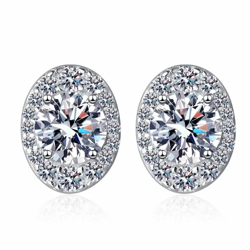 Valentine's Day PT950 Platinum Wedding Earplug Stud Earrings Women Engagement 1CT Moissanite Diamond Girlfriend Birthday Gift