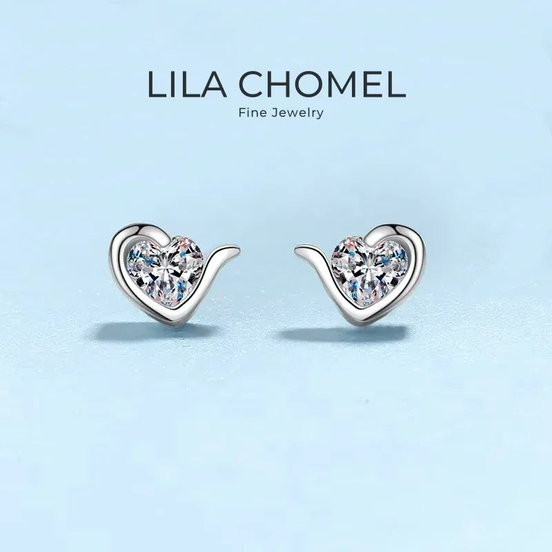 Daughter Adult's Day PT950 Platinum Heart Earplu Stud Earrings Women Valentine's Day 0.6CT Moissanite Diamond Girl Birthday Gift