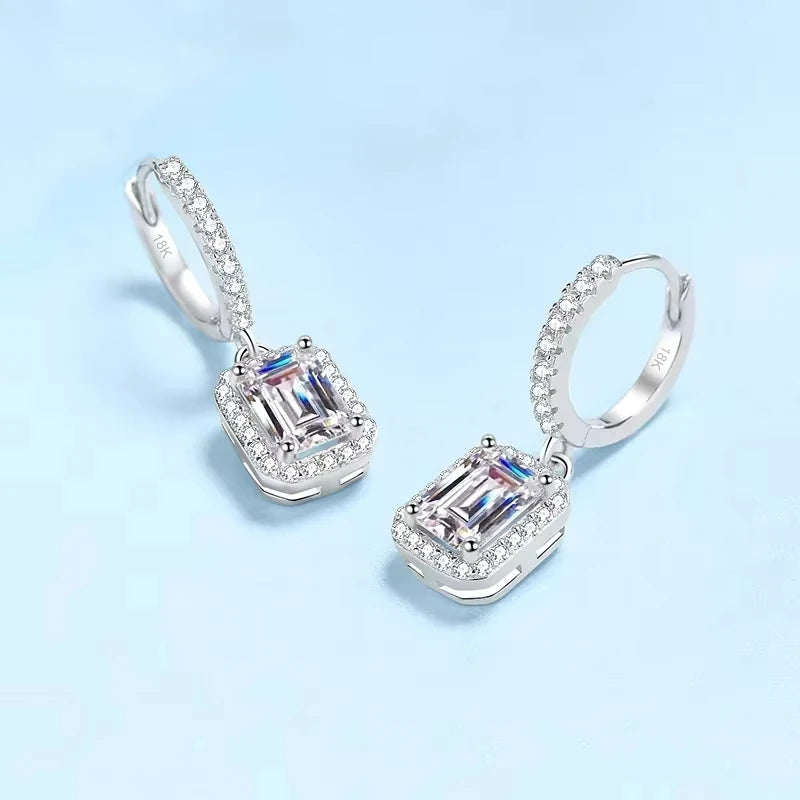 Girlfriend 18K White Gold Birthday Gift 1/2CT Moissanite Diamond Women Valentine's Day Drop Earrings PT950 Platinum Fine Jewelry