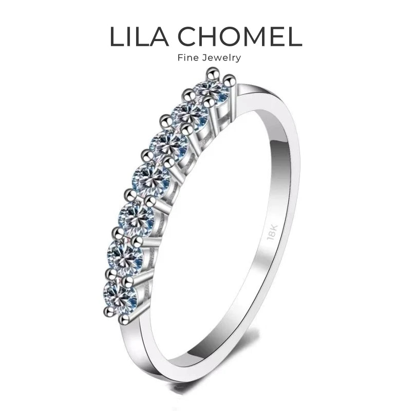 New Style 18K White Gold One Line Girl Birthday Gift Rings 0.28/0.7CT Moissanite Diamond PT950 Platinum Women Valentine's Day
