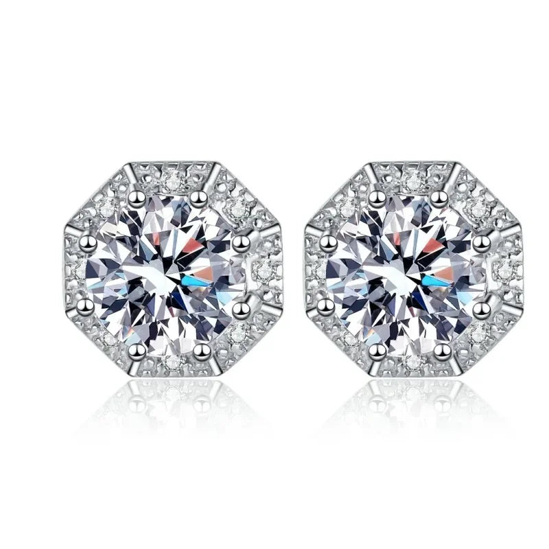Daughter Birthday Gift 18K White Gold Stud Earrings Girl Valentine's Day 1/2CT Moissanite Diamond Women Wedding Fine Jewelry INS
