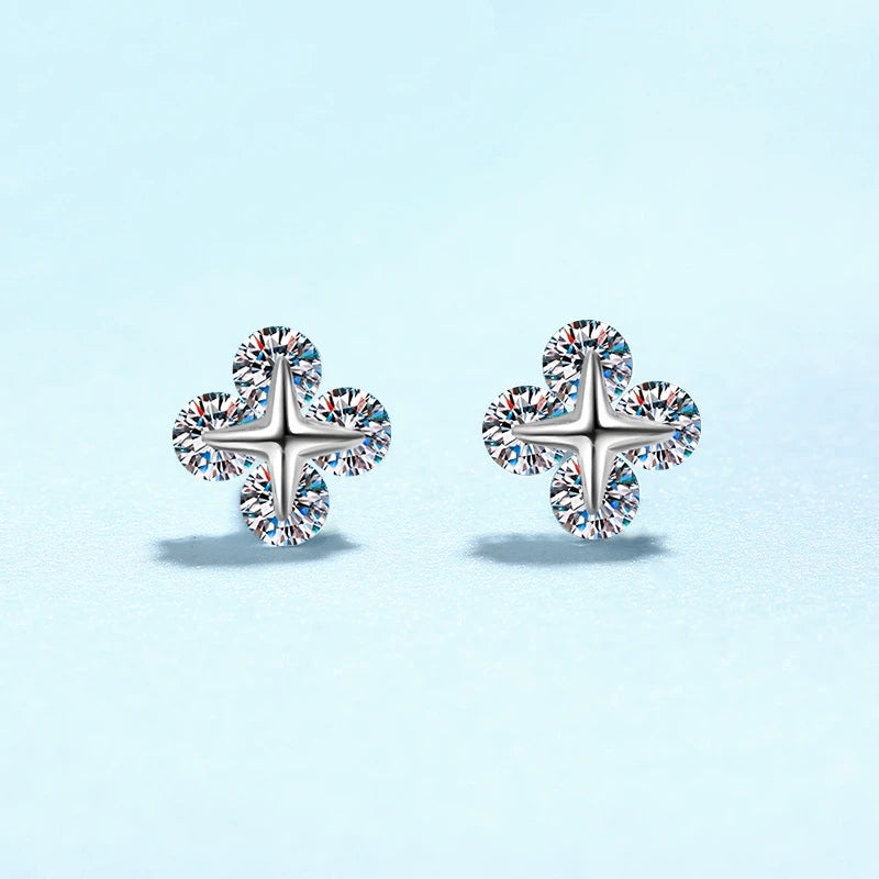 Lady Valentine's Day 18K White Gold Women Wedding Stud Earrings 0.8CT Moissanite Diamond PT950 Platinum Girl Birthday Gift Party