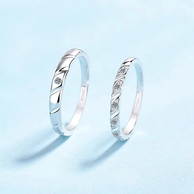 Lovers PT950 Platinum Women Men Wedding Bands Moissanite Diamond 0.12/0.25CT Girl Boy Birthday Gift Daughter Rings Fine Jewelry