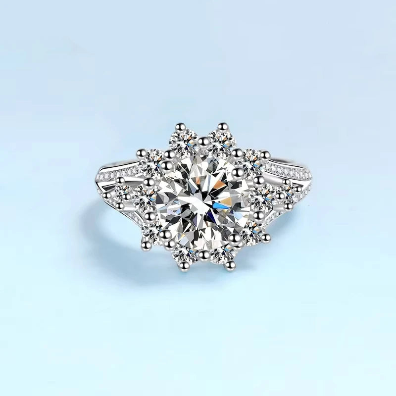 Women Valentine's Day 18K White Gold Birthday Gift Rings 3CT Moissanite Diamond Girl Romantic PT950 Platinum Wedding Band Party