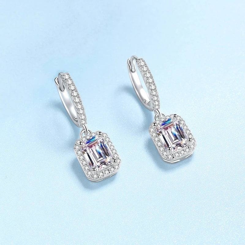 Girl Valentine's Day 18K White Gold Women Birthday Gift 1/2CT Moissanite Diamond Drop Earrings PT950 Platinum Wedding Jewelry