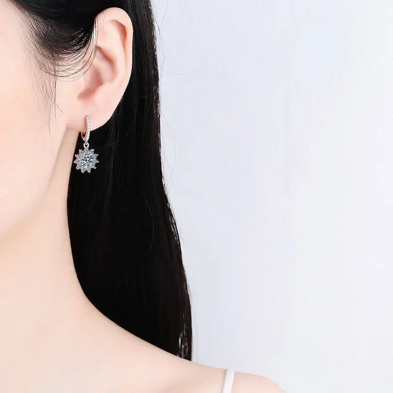 Women Birthday Gift 18K White Gold Drop Earrings 0.5/1CT Moissanite Diamond Girl Valentine's Day PT950 Platinum Fine Jewelry ins