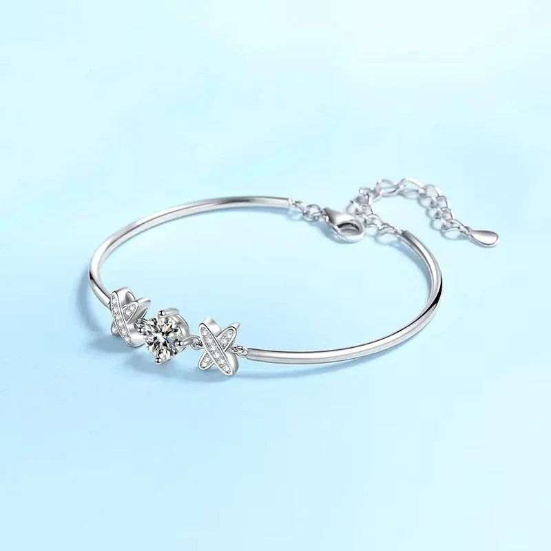 Daughter Birthday Gift 18K White Gold Bracelets 1CT Moissanite Diamond Girlfriend Valentine's Day Women PT950 Platinum Wedding