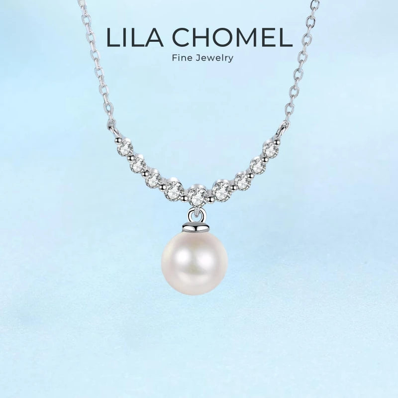 Valentine's Day Girlfriend 18K White Gold Wedding 0.36CT Moissanite Diamond 8mm Pearl Pendant PT950 Platinum Necklaces for Women