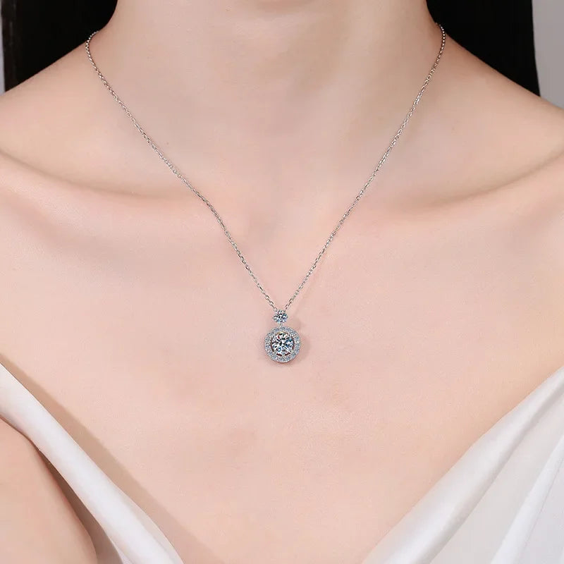 Colar de platina PT950 para dia dos namorados, feminino, casamento, 1,3 ct, pingente de diamante moissanite, presente de aniversário para filha, joias finas