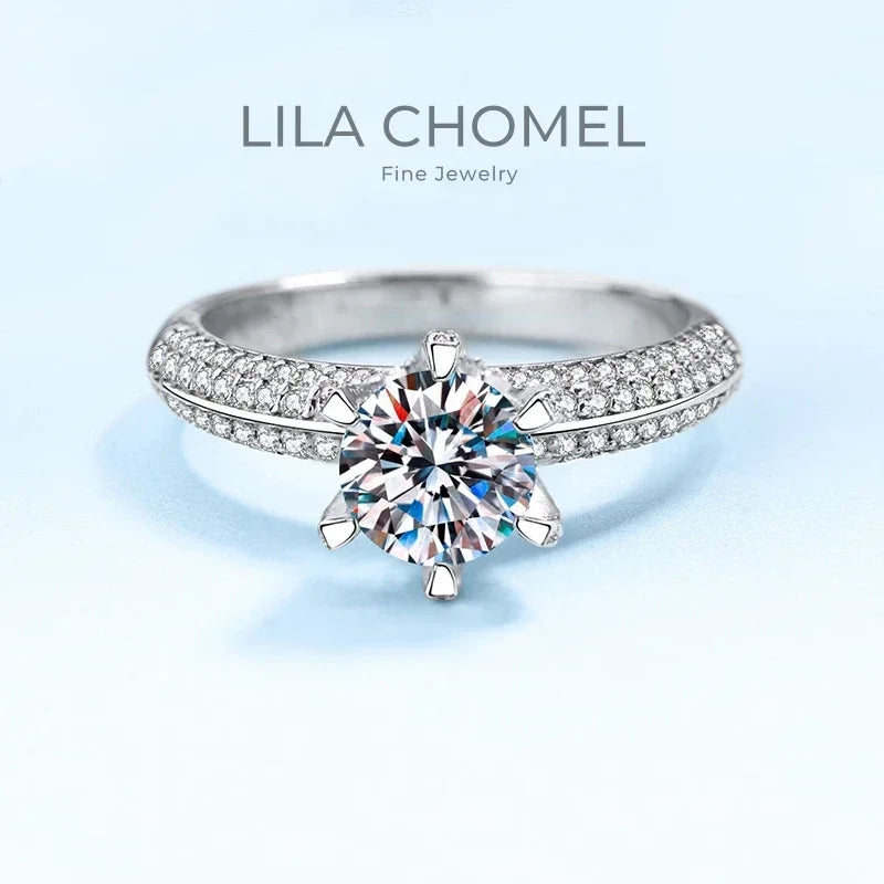 Engagement 18K White Gold Women Wedding Band 1/2CT Moissanite Diamond Girlfriend Birthday Gift Fine Jewelry PT950 Platinum Rings