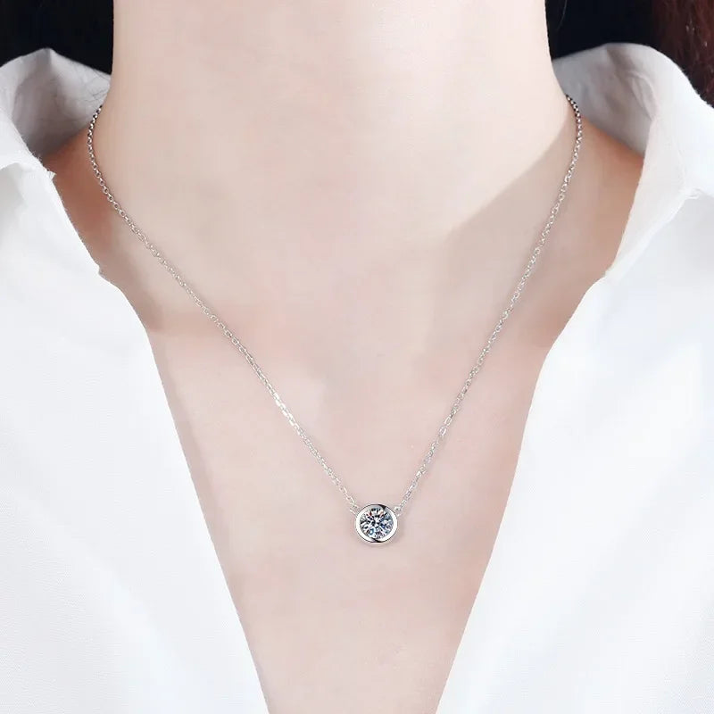 Daughter Adult's Day 18K White Gold Girl Birthday Gift 0.5/1CT Moissanite Diamond Women Valentine's Day PT950 Platinum Necklaces