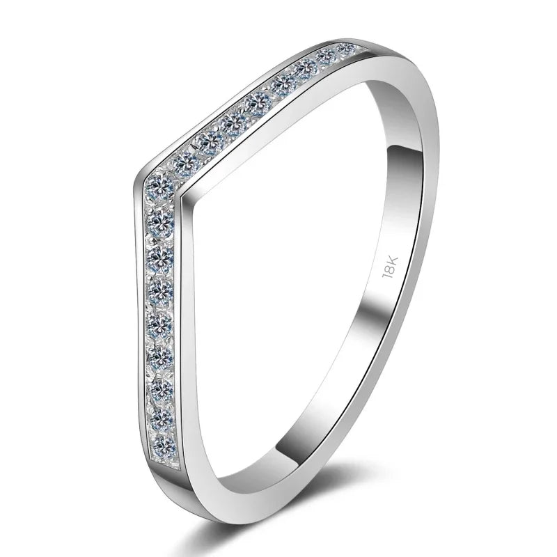 WOMEN Engagement Rings 18K White Gold Lady Wedding Band Moissanite Diamond 0.14CT Girl Valentine's Day Daughter Adult's Day Gift