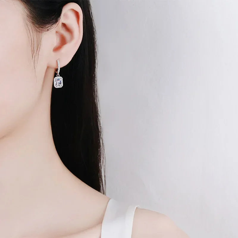 Girlfriend 18K White Gold Birthday Gift 1/2CT Moissanite Diamond Women Valentine's Day Drop Earrings PT950 Platinum Fine Jewelry