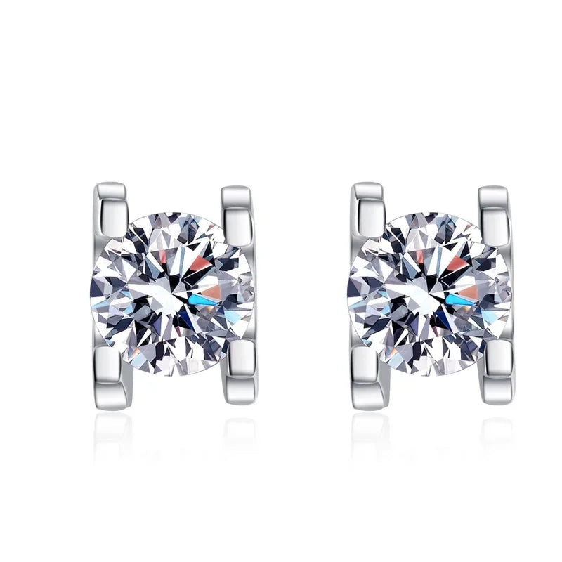Girlfriend Birthday Gift White Gold 18K Earplug Stud Earrings D Color VVS 0.5/1CT Moissanite Diamond Women Wedding Fine Jewelry