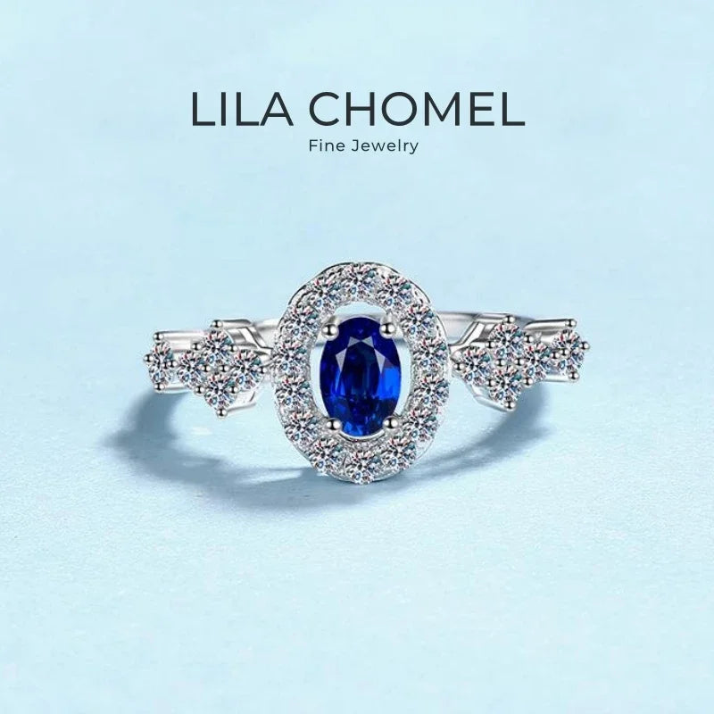 Women Birthday Gift 18K White Gold Wedding Band 0.5CT Blue Moissanite Diamond Girlfriend Valentine's Day PT950 Platinum Rings