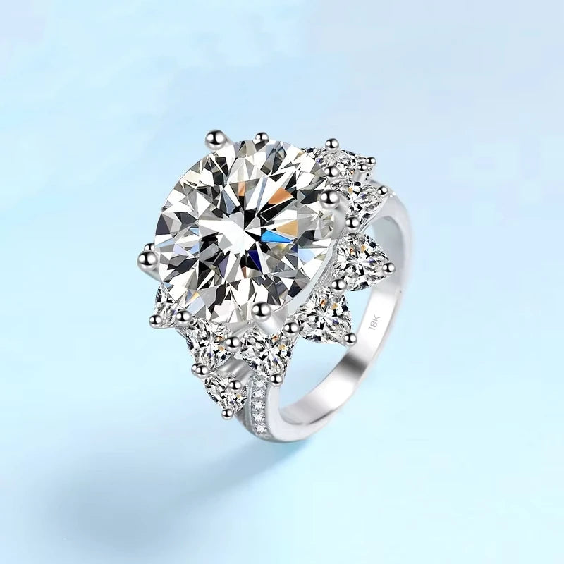 Fine Jewelry Sunflower 18K White Gold Women Wedding Bands 10CT VVS1 D Color Moissanite Diamond Girl Birthday Gift Party Daughter