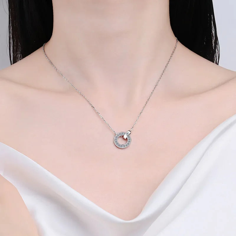 Birthday Gift 18K White Gold Necklaces Women Wedding 0.45ct Moissanite Diamond Girl Pendant Birthday Gift Fine Jewelry Daughter