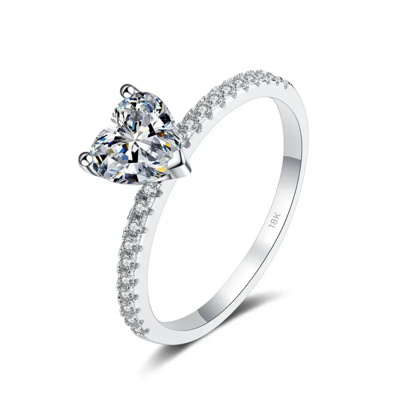 Engagement Women 18K White Gold Wedding Band 1/2CT Heart Moissanite Diamond Girlfriend Valentine's Day PT950 Platinum Lady Rings