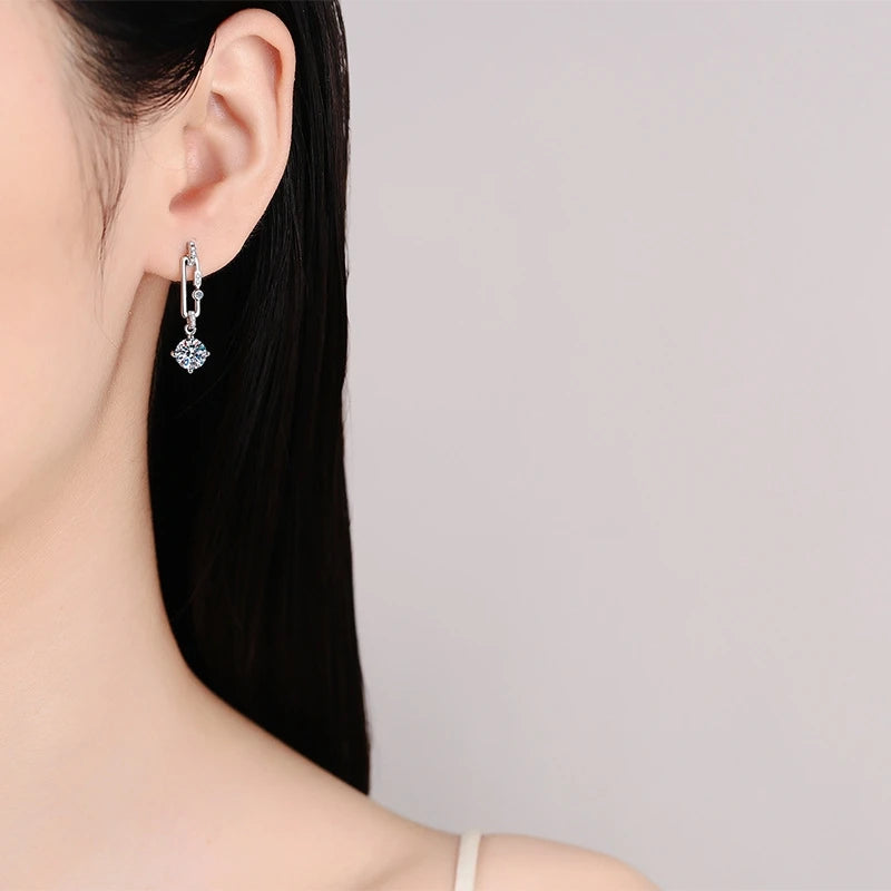 Lady Engagement Jewelry PT950 Platinum Tassel Long Style Drop Earrings Women Wedding 0.5CT Moissanite Diamond Girl Birthday Gift