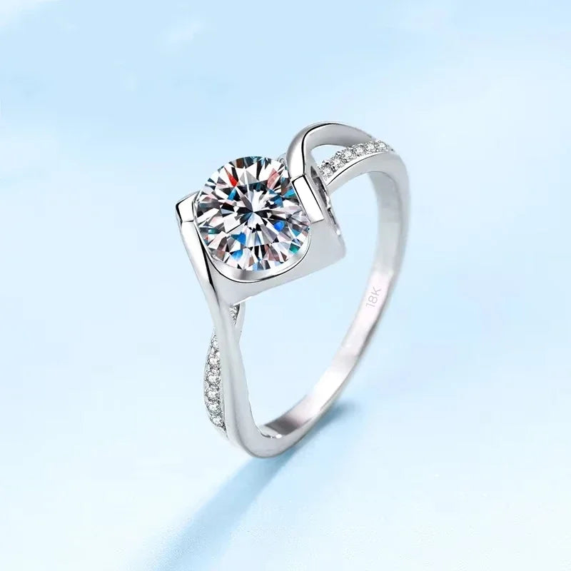 Engagement Women Rings 18K White Gold Wedding Band VVS1 D Color 1CT Moissanite Diamond Birthday Gift Girlfriend Valentine's Day