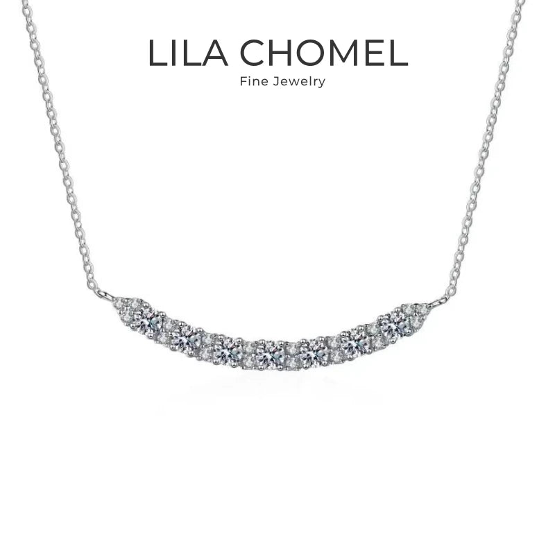Daughter Adult's Day 18K White Gold Women Wedding Smile Necklaces 0.7CT Moissanite Diamond PT950 Platinum Girl Birthday Gift ins