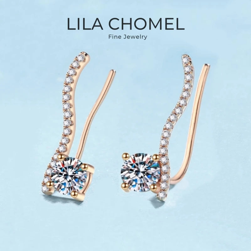 Lover Valentine's Day 18K Rose Gold Girl Stud Earrings Daughter Birthday Gift 1CT Moissanite Diamond Women Wedding Fine Jewelry