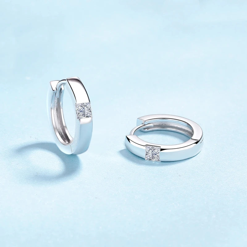 Brincos de argola de ouro branco 18K para presente de aniversário feminino, dia dos namorados, 0,6 ct, diamante moissanite, namorada PT950, joias finas para casamento