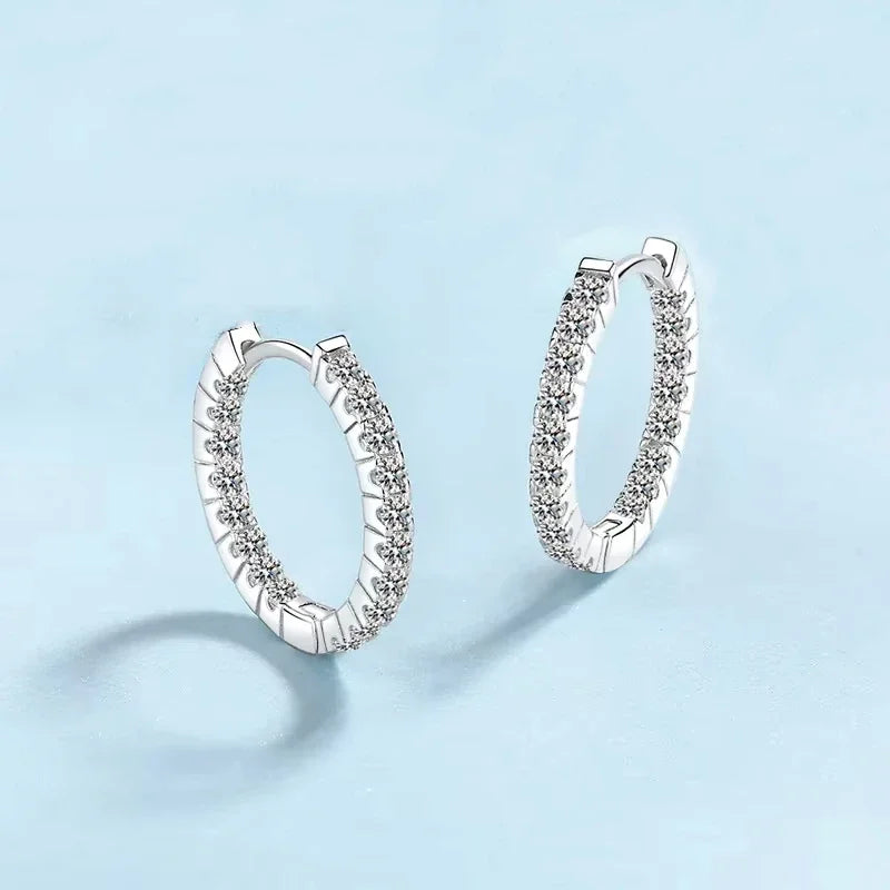 Girl Birthday Gift 18K White Gold Wedding 0.9CT Moissanite Diamond Women Engagement PT950 Platinum Valentine's Day Hoop Earrings