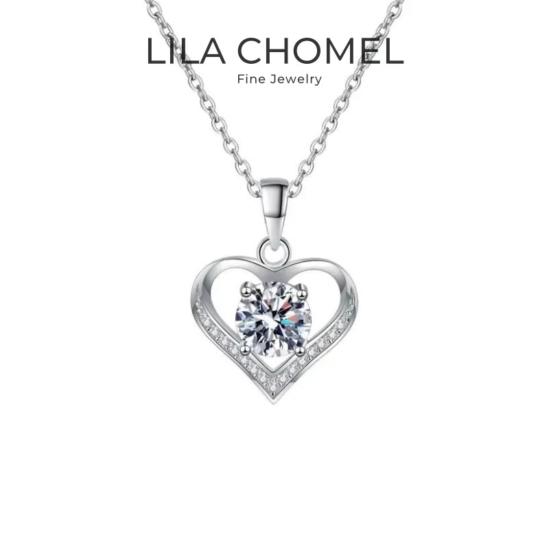 Valentine's Day 18K White Gold Women Wedding Necklaces 1CT Moissanite Diamond Girl Pendant PT950 Platinum Daughter Birthday Gift