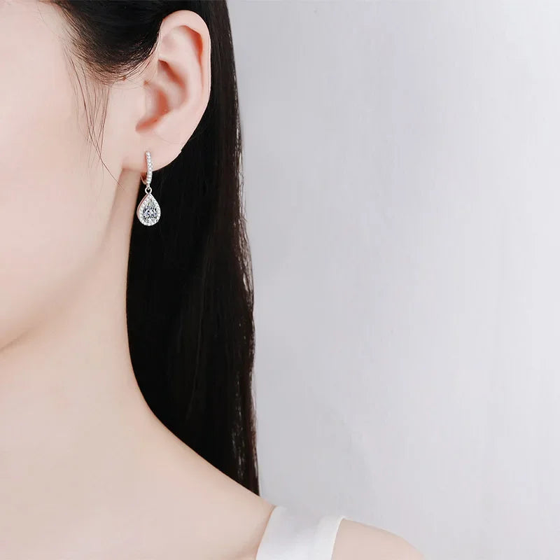 Women Valentine's PT950 Platinum Drop Earrings Wedding Jewelry 1/2CT Moissanite Diamond Girl Birthday Daughter Adult's Day Gift