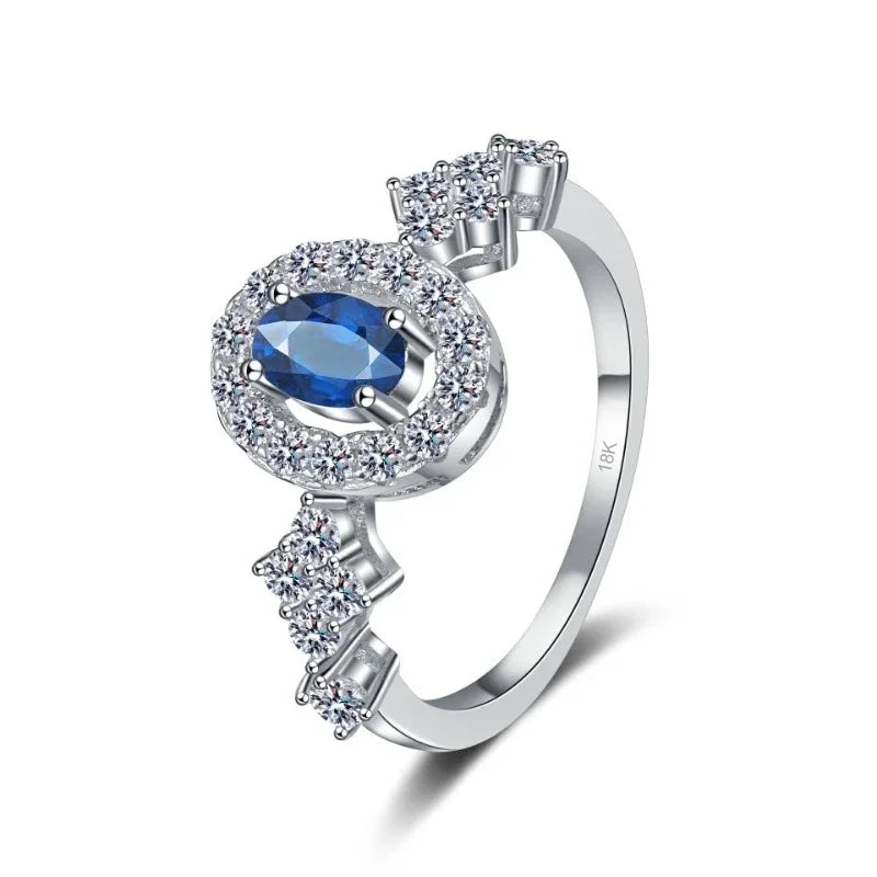 Women Birthday Gift 18K White Gold Wedding Band 0.5CT Blue Moissanite Diamond Girlfriend Valentine's Day PT950 Platinum Rings