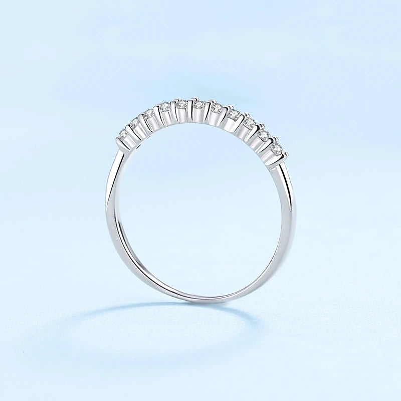 Lady Fine Jewelry Daughter 18K White Gold Rings Women Wedding Band 0.16CT Moissanite Diamond Valentine's Day Girl Birthday Gift