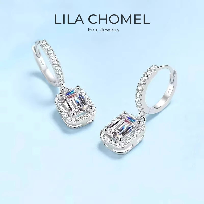 Girl Valentine's Day 18K White Gold Women Birthday Gift 1/2CT Moissanite Diamond Drop Earrings PT950 Platinum Wedding Jewelry