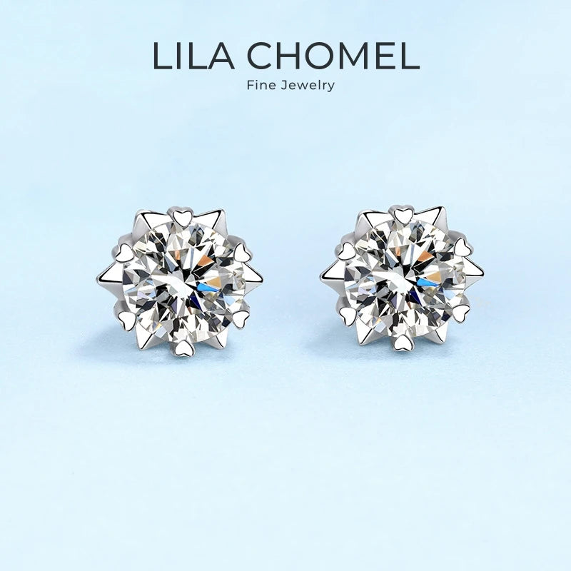 Wife Birthday Gift 18K White Gold Girl Stud Earrings 0.3/0.5/1/1.5/2CT Moissanite Diamond PT950 Platinum Women Valentine's Day