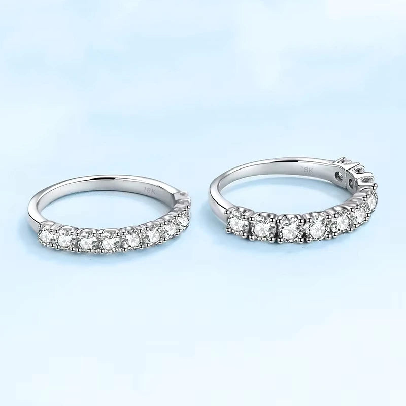 Girlfriend 18K White Gold Wedding Band VVS1 D Color 0.6/1CT Moissanite Diamond Birthday Gift Women Valentine's Day Rings Jewelry