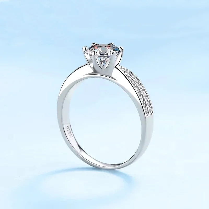 Girlfriend Valentine's Day PT950 Platinum Rings Engagement Moissanite Diamond VVS1 D Color 1CT Wedding Band Women Birthday Gift