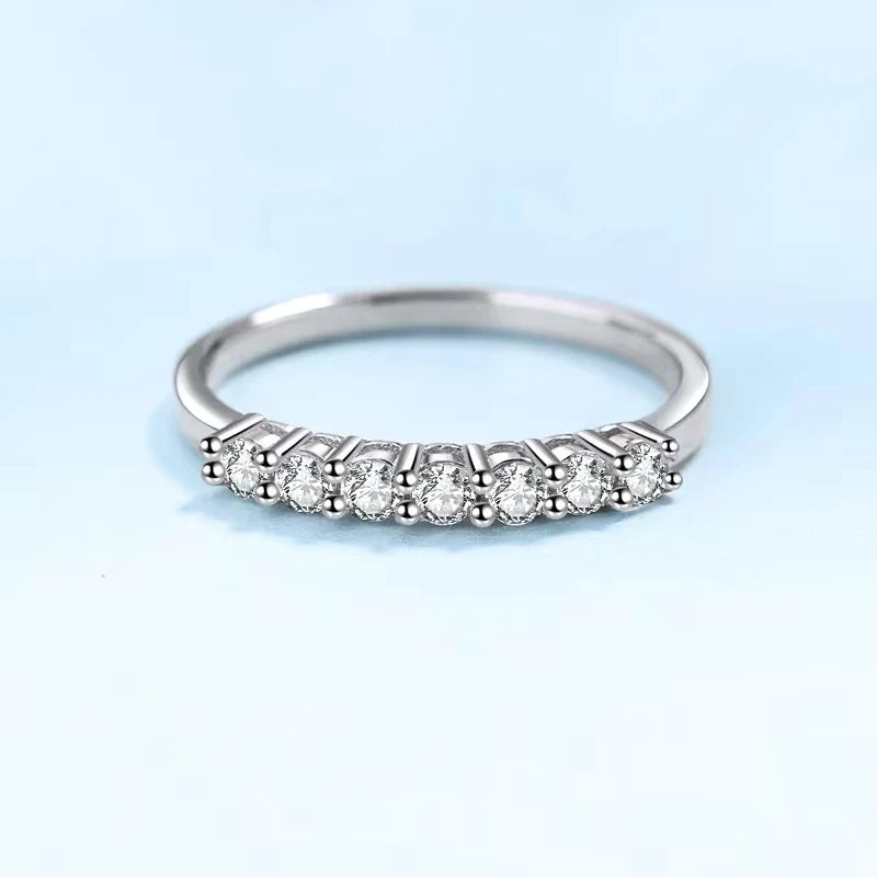 New Style 18K White Gold One Line Girl Birthday Gift Rings 0.28/0.7CT Moissanite Diamond PT950 Platinum Women Valentine's Day