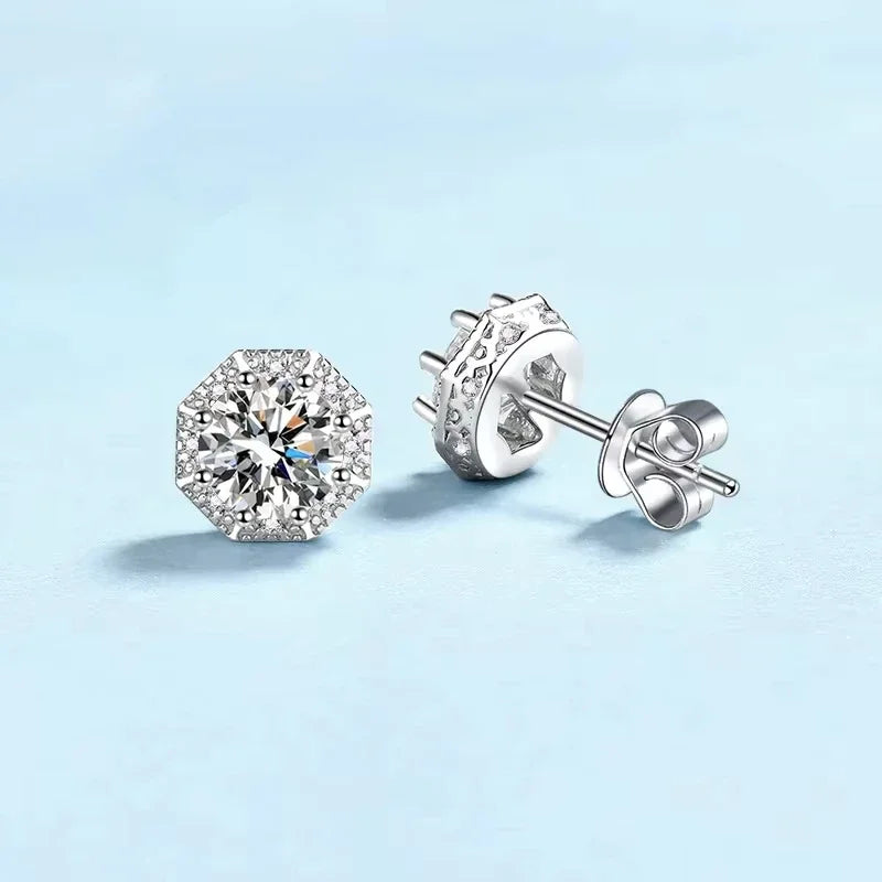 Daughter Birthday Gift 18K White Gold Stud Earrings Girl Valentine's Day 1/2CT Moissanite Diamond Women Wedding Fine Jewelry INS